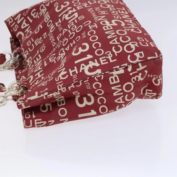 CHANEL Bysy line Tote Bag Canvas Red CC Auth - Picture 4 of 16